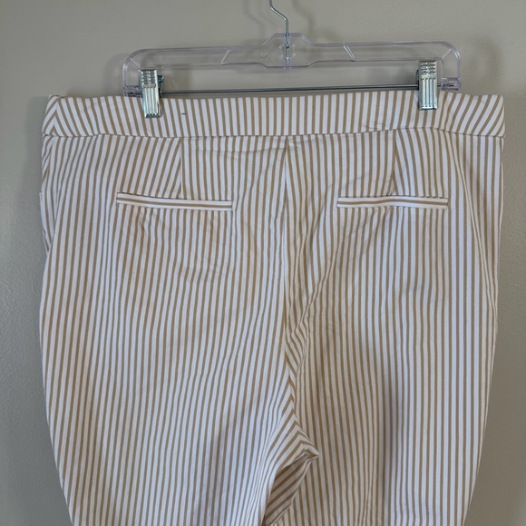Chico’s 3P (16P) Striped Pants Stretch Cotton Nautical Neutral and White Print - Picture 4 of 10